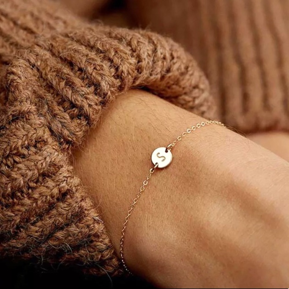 Minimalist Initial Letter Pendant Simple Bracelet